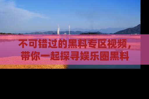 不可错过的黑料专区视频，带你一起探寻娱乐圈黑料